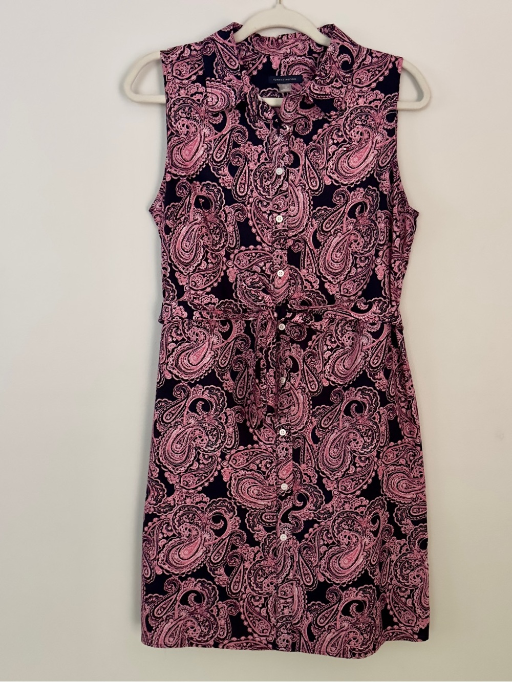 Tommy Hilfiger Pink Paisley Button-Front Sleeveless Dress